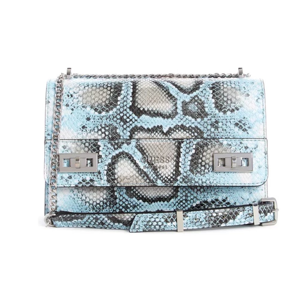 Guess KATEY Small Blue Snakeskin Crossbody Bag - PYTHON Snake Handbag Y2K 2000s
